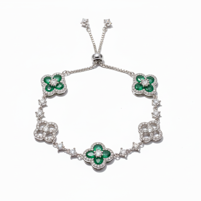 GlowClover Armband Silber pink Shell Detail