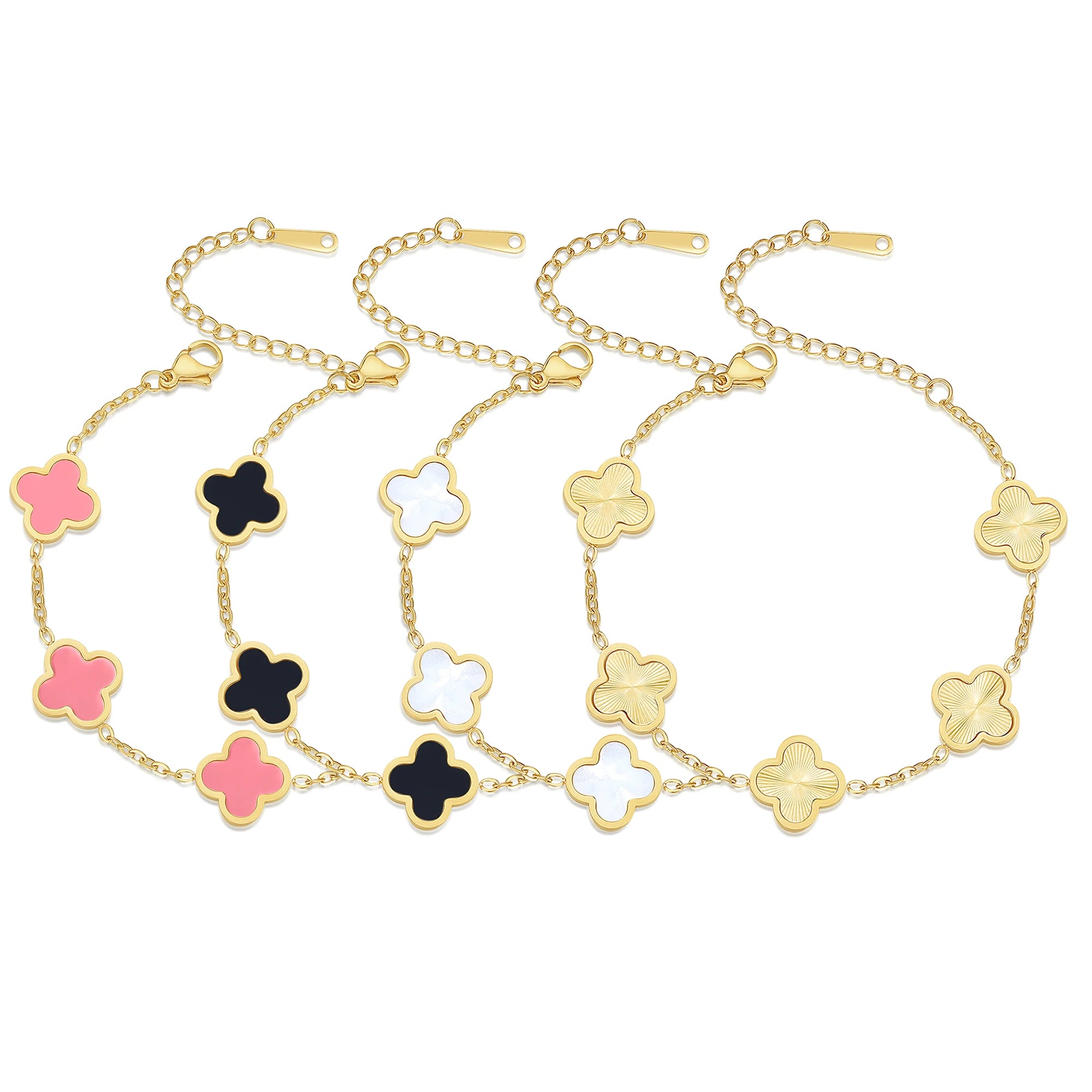 CloverLine Kleeblatt Gliederarmband Gold Edelstahl MAIN LUXURY