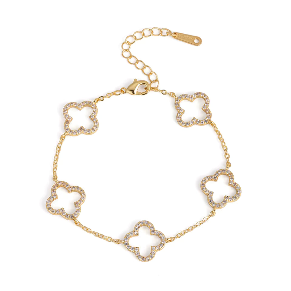 Golden Clover Kleeblatt Armband Zirkonia Silber MAIN LUXURY