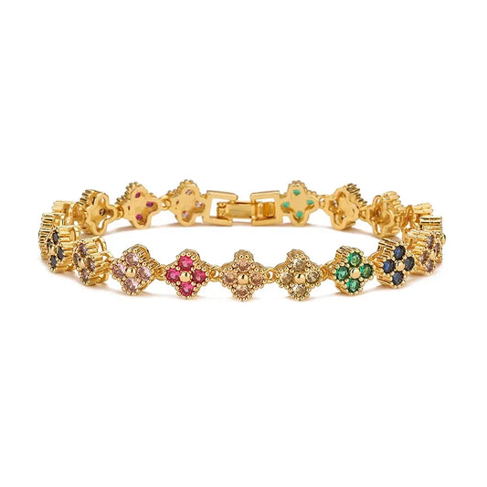 Fleur Blüten Armband Gold grün Emaille MAIN LUXURY