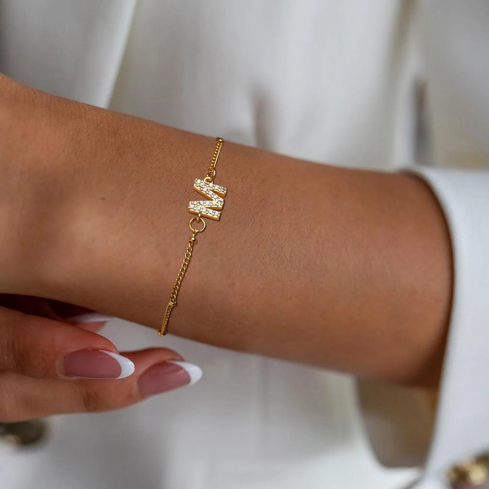 Buchstaben Armband Gold Zirkonia verschiedene Initialen MAIN LUXURY