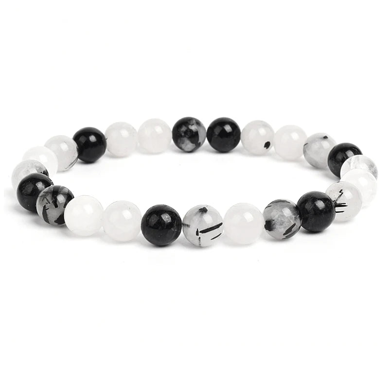 Aura Stone Naturstein Perlenarmband Onyx schwarz MAIN LUXURY
