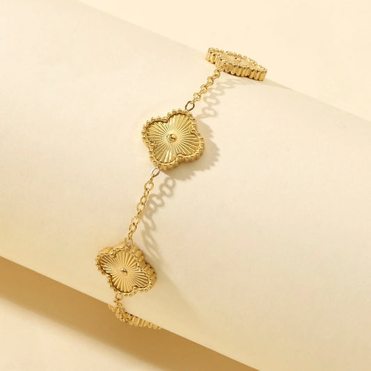 Golden Clover Flower Bracelet.